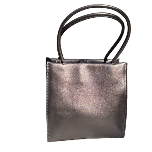 Coach Vintage 1998 HTF Pearlized Grey Nappa Leather Mini Tote Made in Italy 6108 - Picture 13 of 14